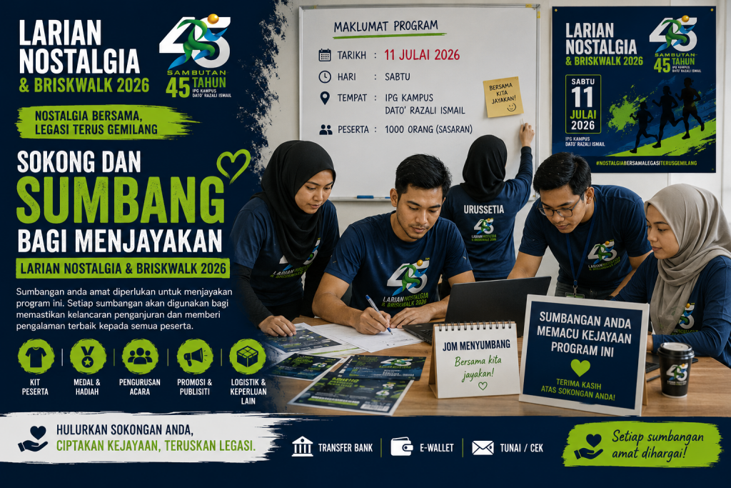 SUMBANGAN UNTUK MENJAYAKAN PROGRAM 45 LARIAN NOSTALGIA : 4.5 KM FUN RUN IPGKDRI