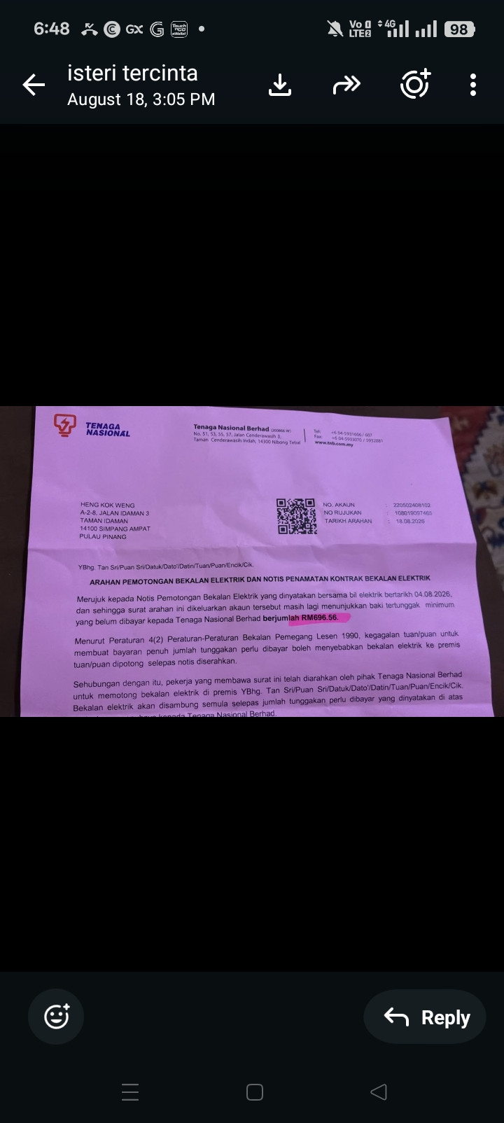 MASIH TIDAK DAPAT BAYAR BIL ELETRIK